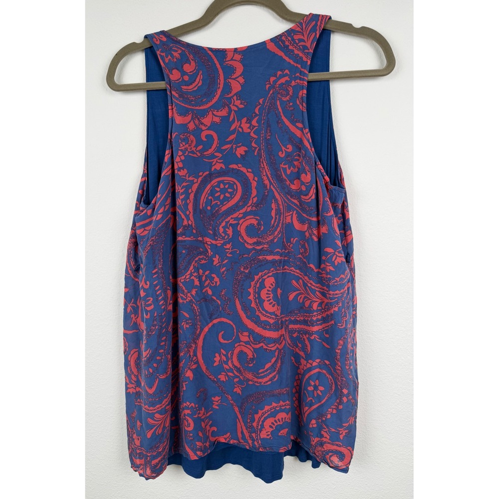 A Pea in the Pod Tank Top Women S Blue Red Excellent Silk Paisley Maternity Chic
